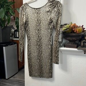 Teeze Me Black and Cream Snake Print Dress